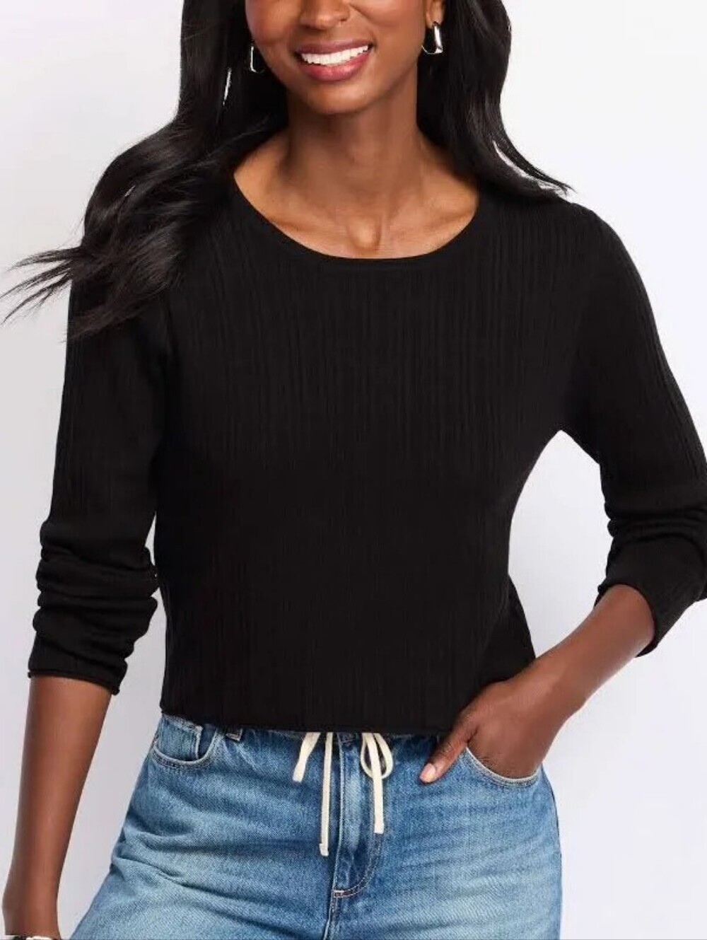 Z Supply Womens Black Du Monde Ribbed Knit Pullover Sweater - Size Medium